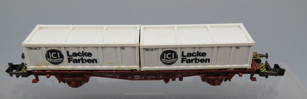 Minitrix 13595 – Containertragwagen ICI Farben und Lacke