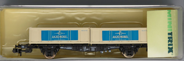 Minitrix 13973 – Container-Tragwagen Flüssigkeits-Container  ´SIKKENS´ ´AKZO NOBEL´ Sondermodell