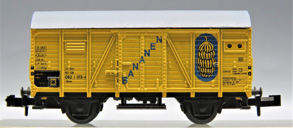 Minitrix 51 3523 00 - Kühlwagen, Gattung Iklm, 2-achsig, gelb, ´Bananen´ - OVP