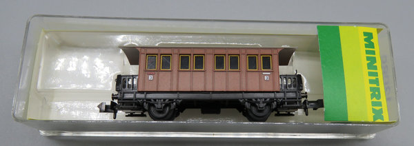 Minitrix 13069 - Personenwagen 3. Klasse, Gattung C, 2-achsig, braun - OVP