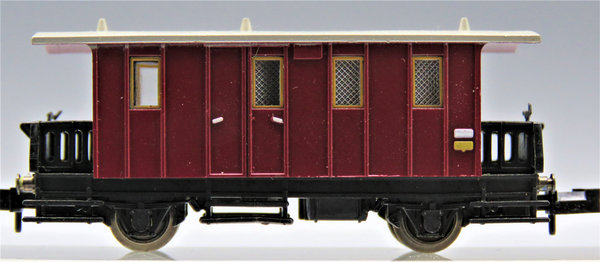 Minitrix 13068 - Gepäckwagen mit Postabteil (bayerische Bauart), Gattung PPostL, 2-achsig, rot - OVP