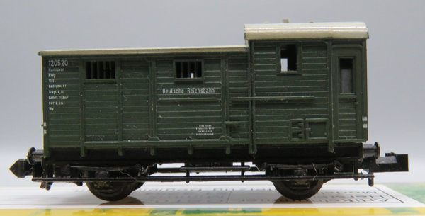 Minitrix 51 3254 30 Güterzug-Begleitwagen, 2-achsig, grün - OVP