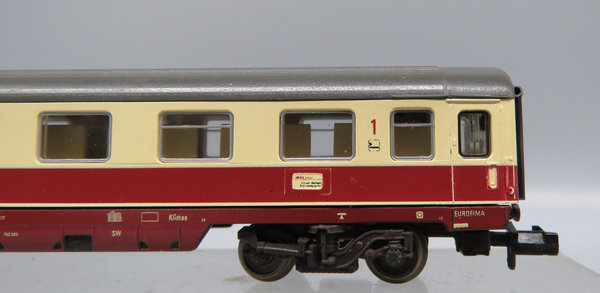 Fleischmann Piccolo 8161 IC/EC Abteilwagen (Eurofima) 1. Klasse, beige/rot - OVP