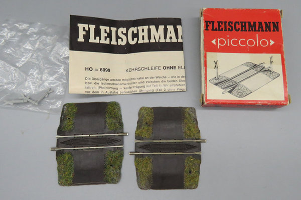 Fleischmann Piccolo 9199 - Kehrschleifenmodul - 2 x 55,5 mm Gleislänge, Bahnübergänge - OVP