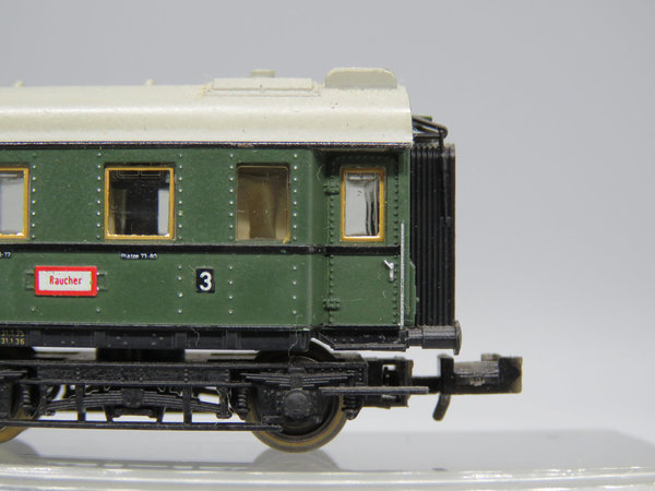 Minitrix 3171 - Schnellzugwagen 3. Klasse, Gattung/Bauart C4ü-28, 4-achsig, grün - OVP