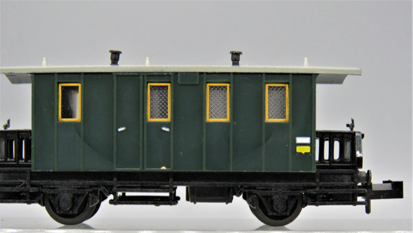 Minitrix 3001 - Gepäckwagen mit Postabteil, Gattung PPostL, 2-achsig, grün - OVP
