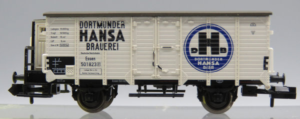 Fleischmann 848855 K Wärmeschutzwagen (Bierwagen) mit Brhs, ´DORTMUNDER HANSA BRAUEREI’ OVP