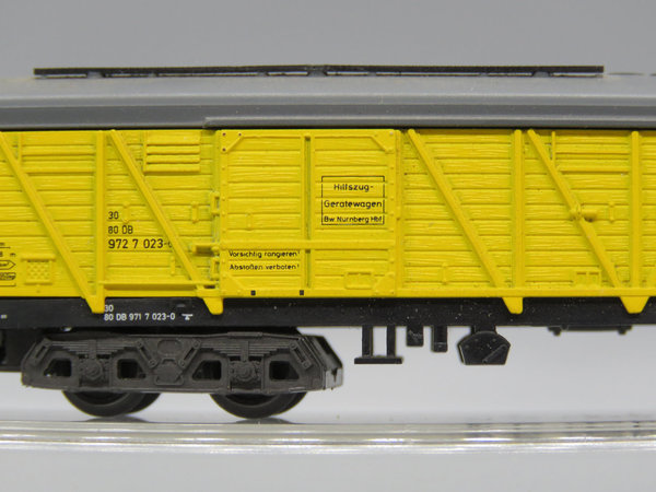 Minitrix 3596 - Hilfszuggerätewagen 4-achsig, gelb - EVP