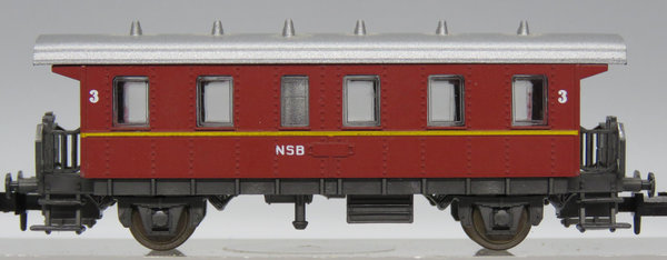 Minitrix  Länderbahn NSB - 3. Klasse. Rot - EVP