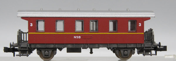 Minitrix  Länderbahn NSB - 3. Klasse. Rot - EVP