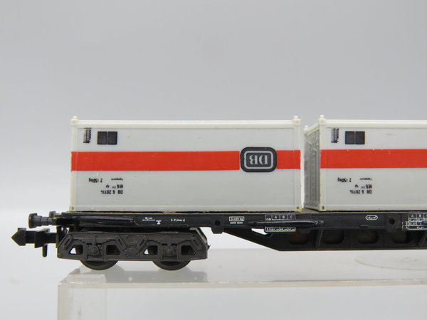 Minitrix 13511 - Container-Tragwagen3x  20´ Containern (grau/rot) ´DB´ - EVP