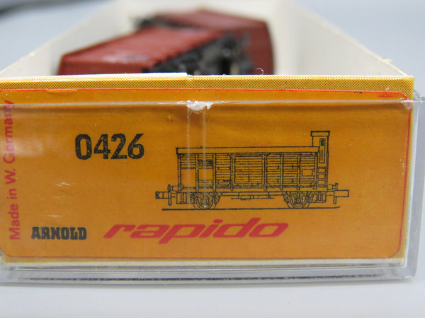Arnold 0426 - 2 x gedeckter Güterwagen mit BrmHs - OVP