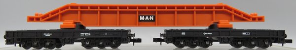 Arnold 4931 - Güterwagen-Set mit Drehschemelwagen  Ladung Brückenträger MAN - OVP