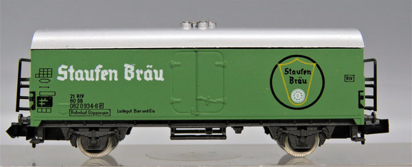 Rivarossi 9313 - Kühlwagen (Bierwagen), 2-achsig, grün, ´STAUFEN BRÄU´ - OVP