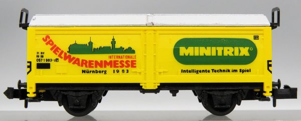 Minitrix 51 3530 84 Hubschiebedachwagen,`Internationale Spielwarenmesse Nürnberg 1984` - OVP